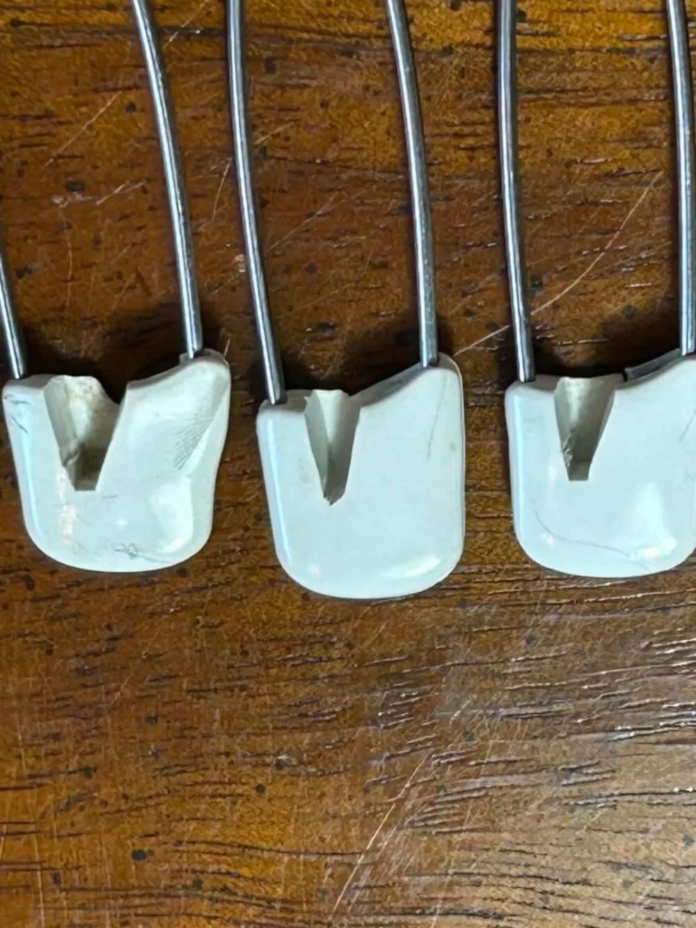 Vintage White Diaper Safety Pins - Set of 5